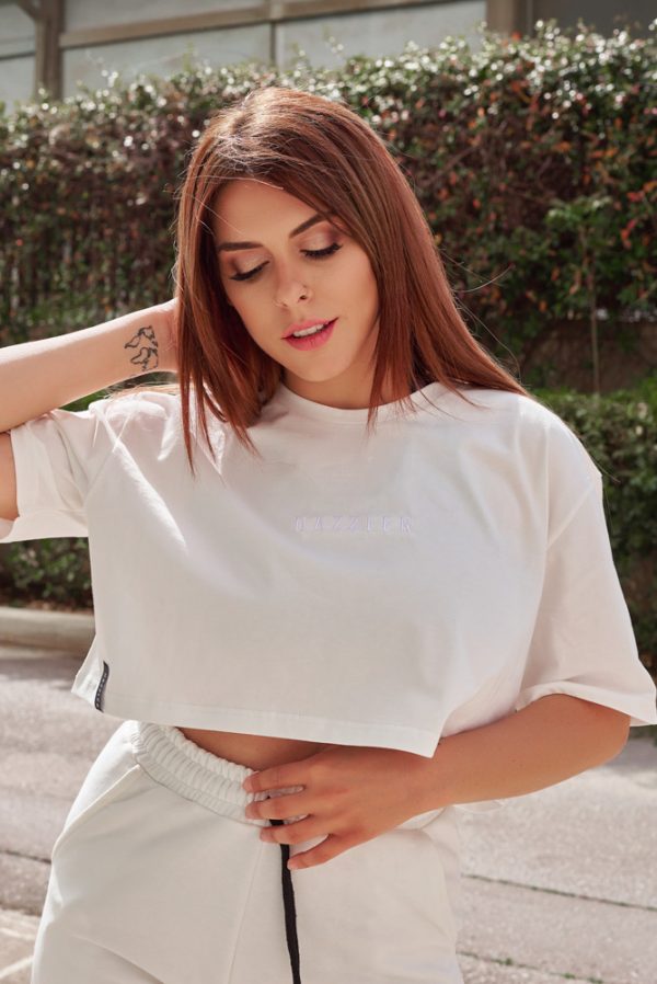 Ζαχαρί Cropped Μπλούζα με Κέντημα (Dazzler) - One Size