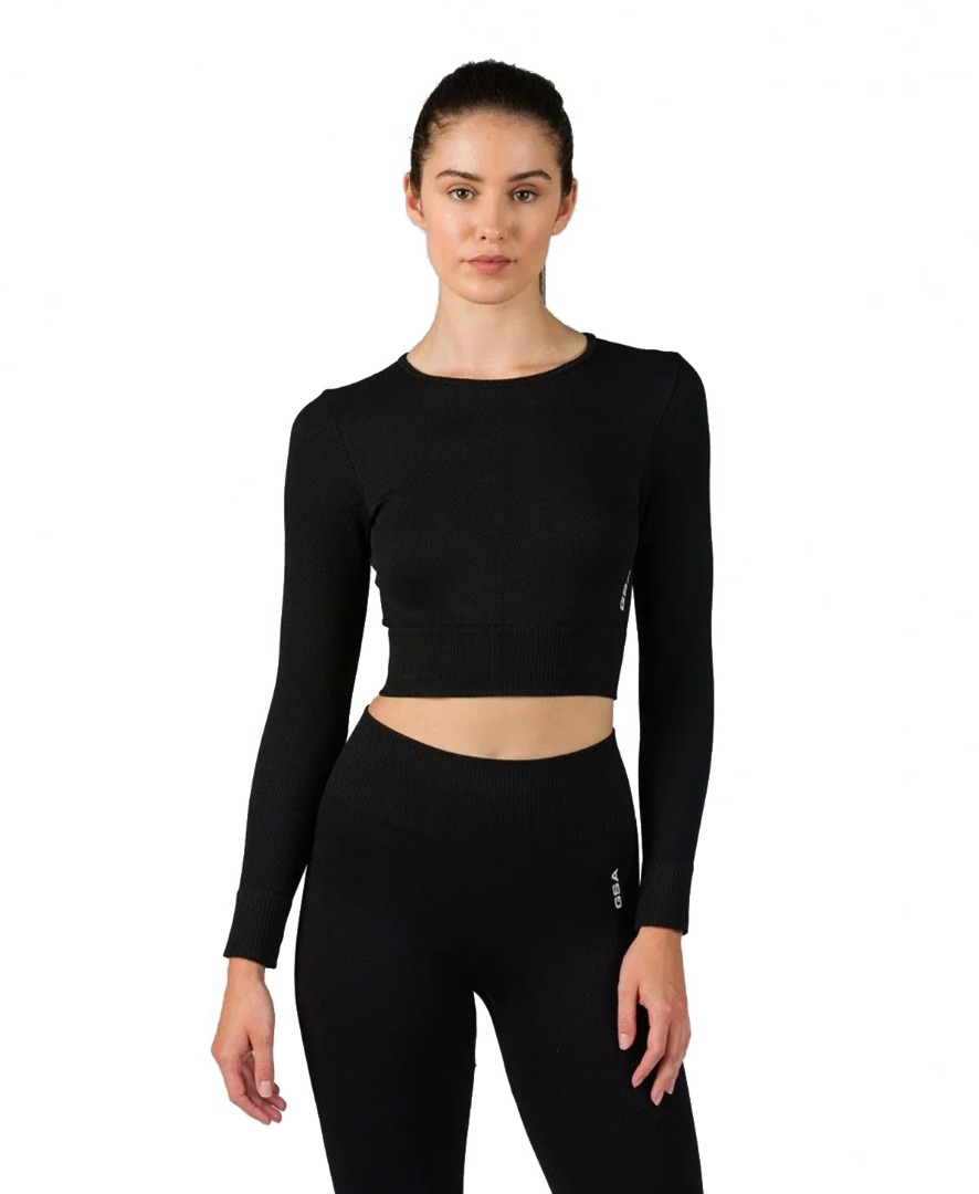 GSA WMN RIB R3 SEAMLESS CROP TOP L/S