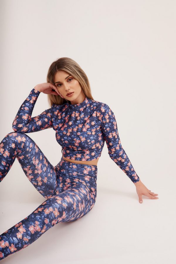 Cropped μπλούζα με μανίκι Floral One Size Dazzler 