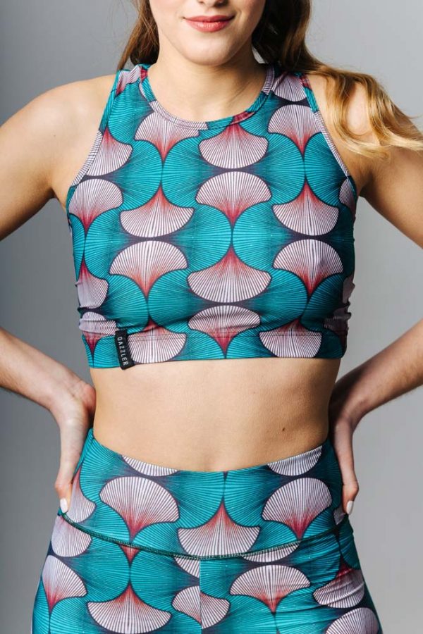 Aqua Seashell Εμπριμέ Ματ Αθλητικός Στηθόδεσμος Dazzler 